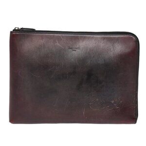 Berluti Clutch Bag Leather Brown Auth